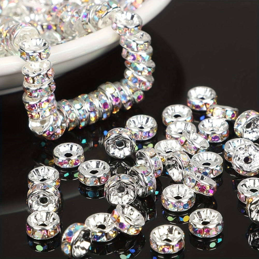 Jewelry Making Beads - Rondelle Spacer 500pcs Mixed Color White AB Iron Round 4mm 6mm 8mm 10mm - product detail view 4