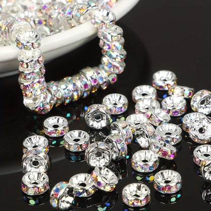 Jewelry Making Beads - Rondelle Spacer 500pcs Mixed Color White AB Iron Round 4mm 6mm 8mm 10mm - product detail view 4