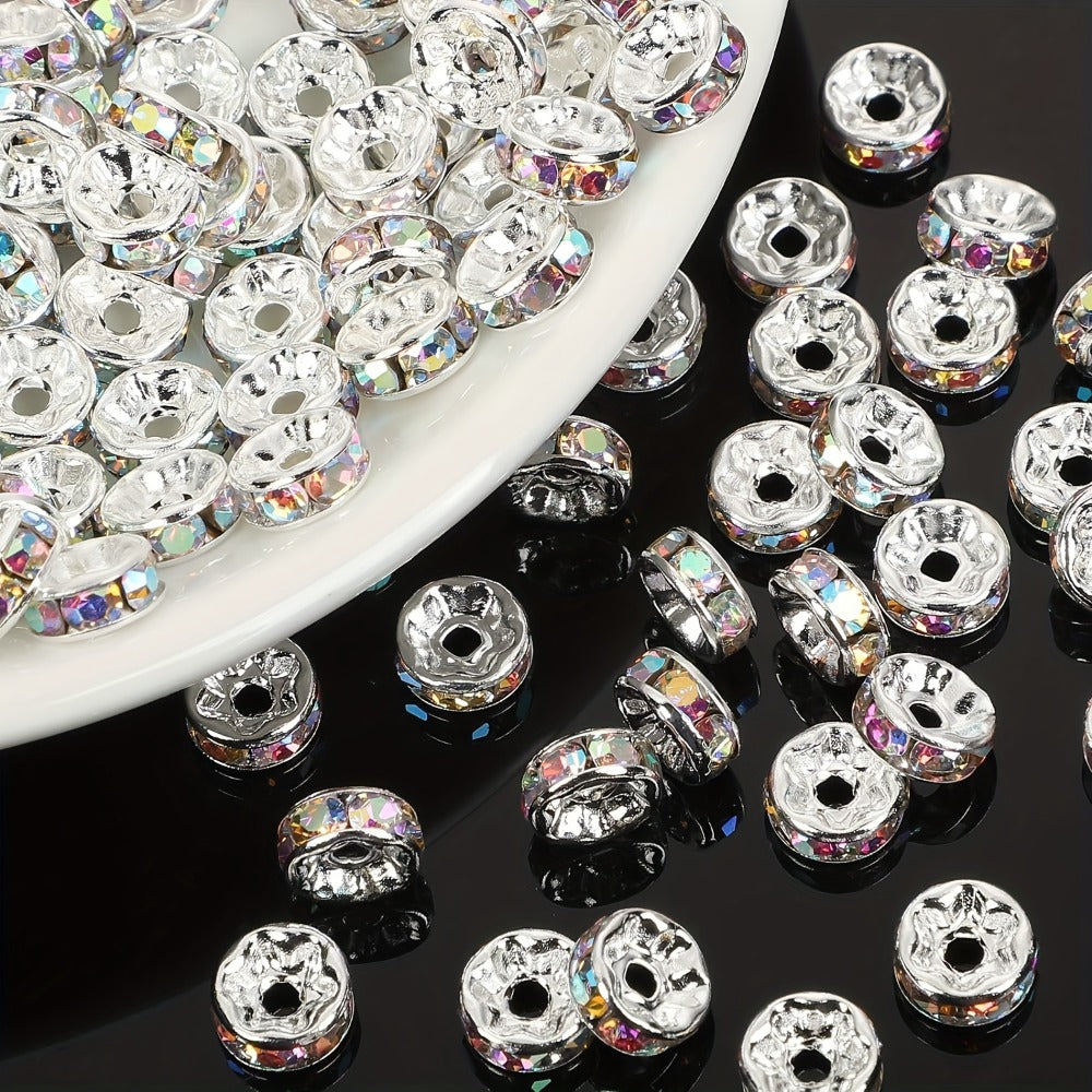 Jewelry Making Beads - Rondelle Spacer 500pcs Mixed Color White AB Iron Round 4mm 6mm 8mm 10mm - product detail view 6