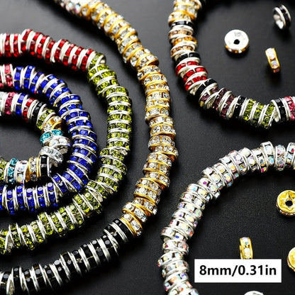 Jewelry Making Beads - Rondelle Spacer 500pcs Mixed Color White AB Iron Round 4mm 6mm 8mm 10mm - product detail view 7