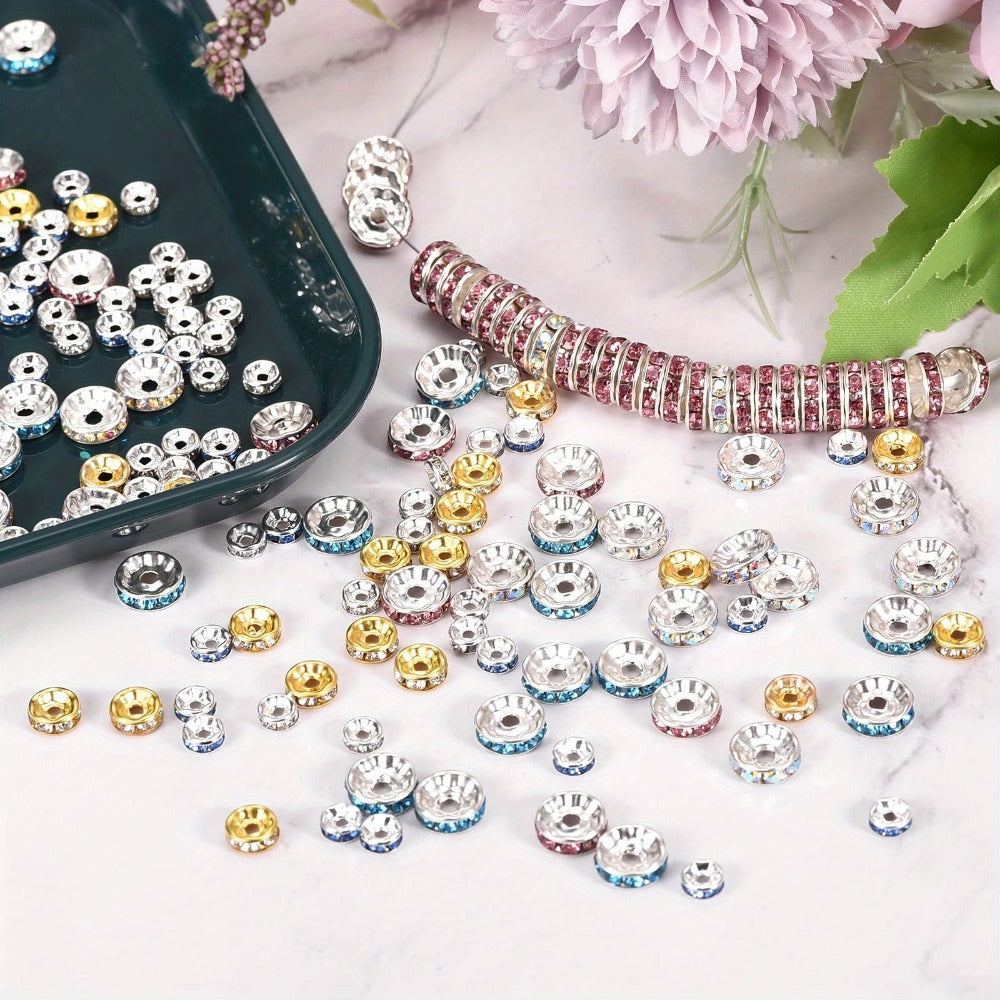 Jewelry Making Beads - Rondelle Spacer 500pcs Mixed Color White AB Iron Round 4mm 6mm 8mm 10mm - product detail view 8