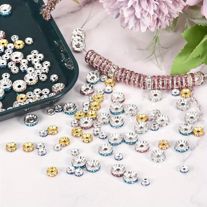 Jewelry Making Beads - Rondelle Spacer 500pcs Mixed Color White AB Iron Round 4mm 6mm 8mm 10mm - product detail view 8