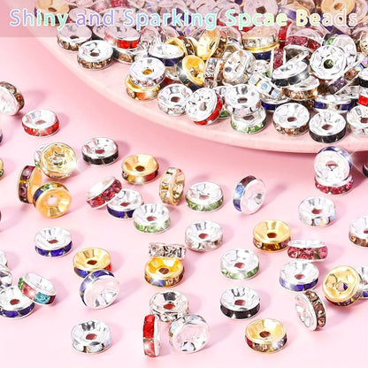 Jewelry Making Beads - Rondelle Spacer 500pcs Mixed Color White AB Iron Round 4mm 6mm 8mm 10mm - product detail view 10