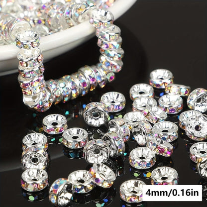 Jewelry Making Beads - Rondelle Spacer 500pcs Mixed Color White AB Iron Round 4mm 6mm 8mm 10mm - product detail view 11