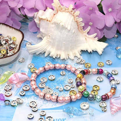 Jewelry Making Beads - Rondelle Spacer 500pcs Mixed Color White AB Iron Round 4mm 6mm 8mm 10mm - product detail view 12