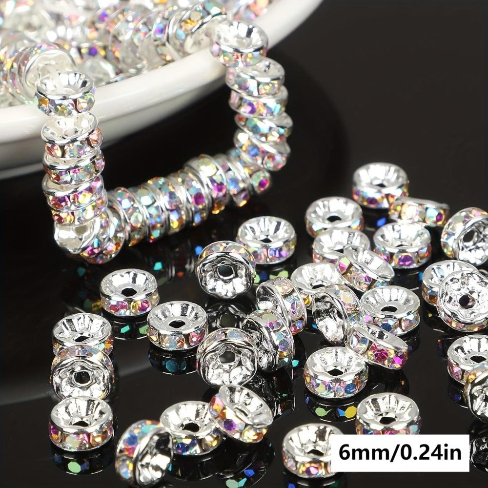 Jewelry Making Beads - Rondelle Spacer 500pcs Mixed Color White AB Iron Round 4mm 6mm 8mm 10mm - product detail view 13