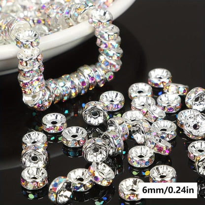 Jewelry Making Beads - Rondelle Spacer 500pcs Mixed Color White AB Iron Round 4mm 6mm 8mm 10mm - product detail view 13