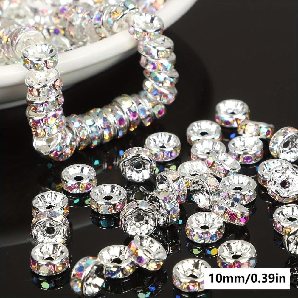 Jewelry Making Beads - Rondelle Spacer 500pcs Mixed Color White AB Iron Round 4mm 6mm 8mm 10mm - product detail view 15