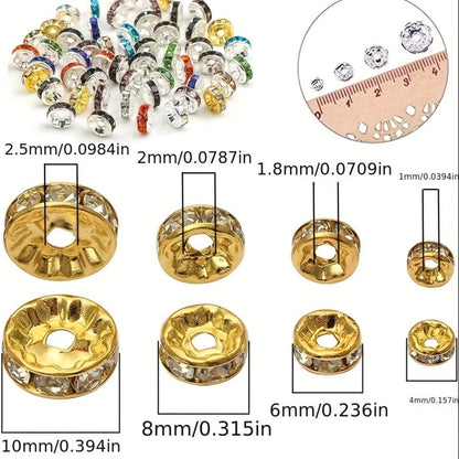 Jewelry Making Beads - Rondelle Spacer 500pcs Mixed Color White AB Iron Round 4mm 6mm 8mm 10mm - product detail view 17