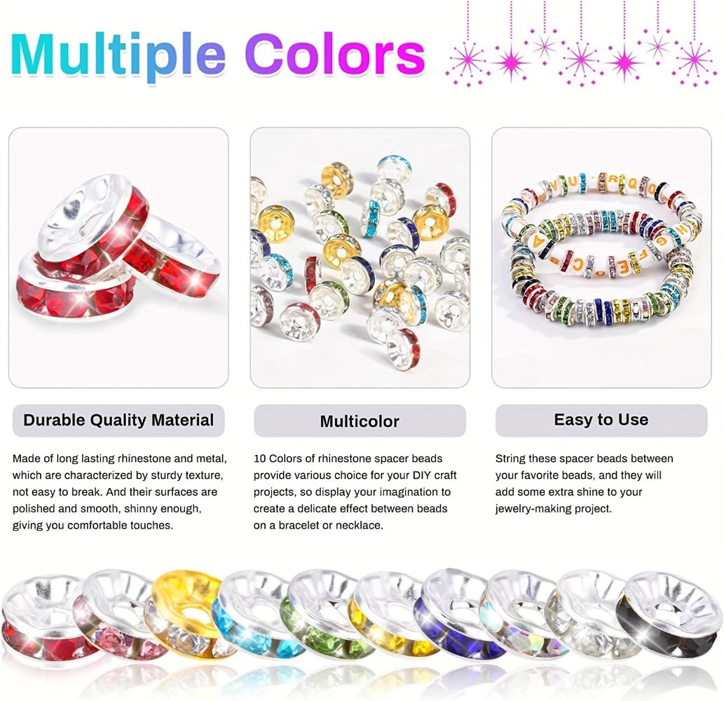 Jewelry Making Beads - Rondelle Spacer 500pcs Mixed Color White AB Iron Round 4mm 6mm 8mm 10mm - product detail view 19