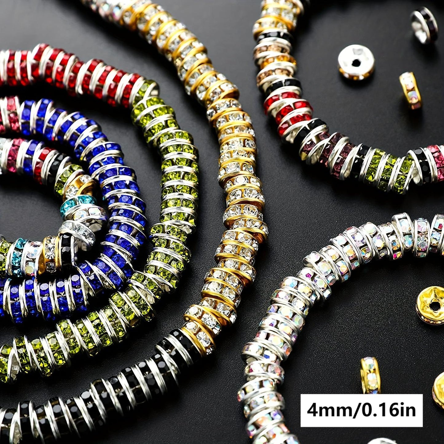 Jewelry Making Beads - Rondelle Spacer 500pcs Mixed Color White AB Iron Round 4mm 6mm 8mm 10mm - product detail view 21