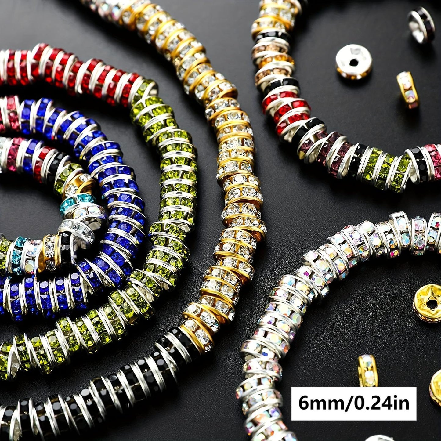 Jewelry Making Beads - Rondelle Spacer 500pcs Mixed Color White AB Iron Round 4mm 6mm 8mm 10mm - product detail view 22