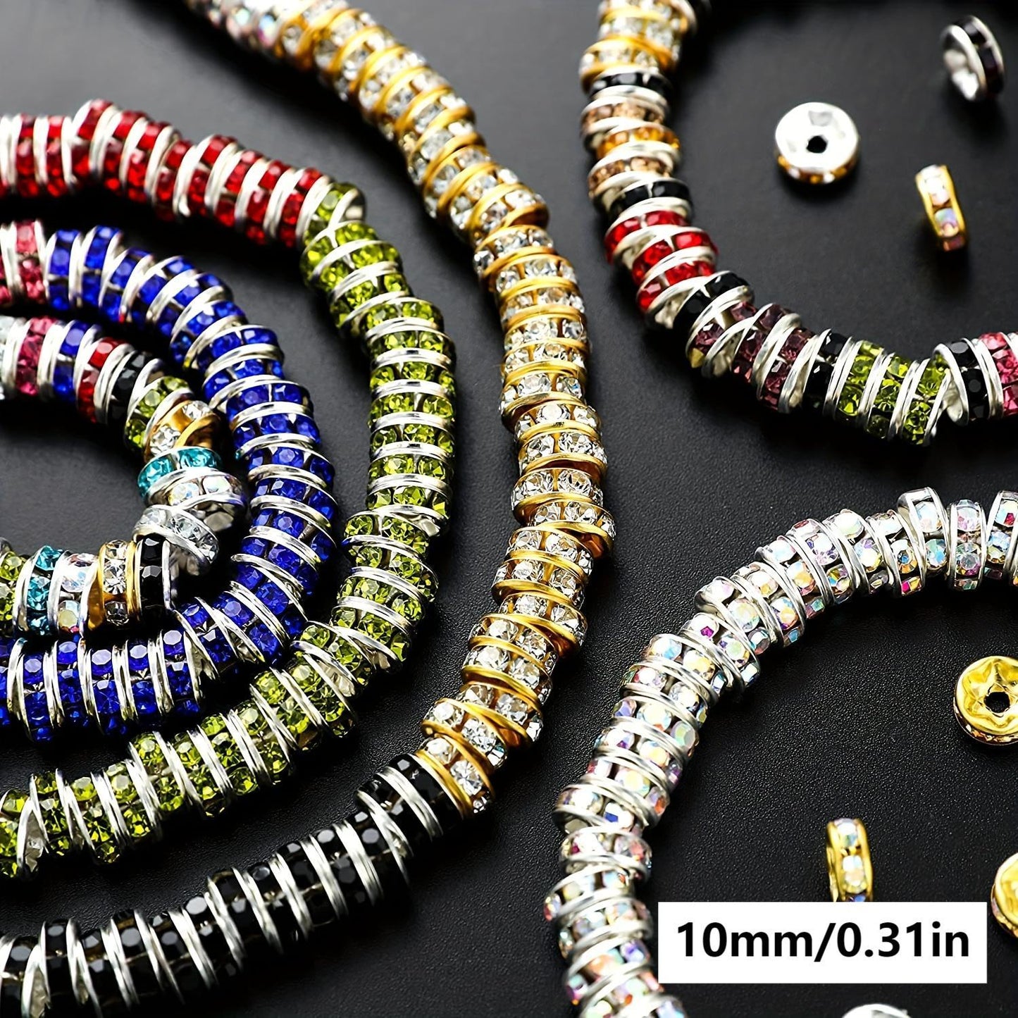 Jewelry Making Beads - Rondelle Spacer 500pcs Mixed Color White AB Iron Round 4mm 6mm 8mm 10mm - product detail view 23