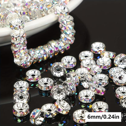 Jewelry Making Beads - Rondelle Spacer 500pcs Mixed Color White AB Iron Round 4mm 6mm 8mm 10mm - product detail view 25