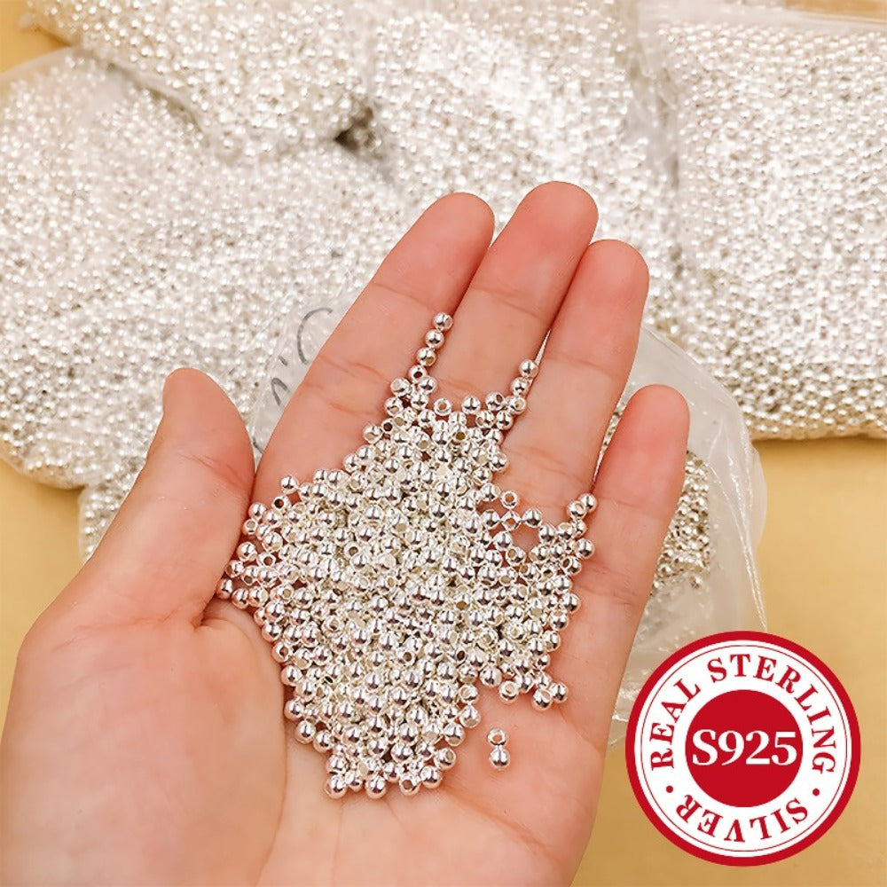 Jewelry Making Beads - S925 Sterling Silver Round 50pcs Loose Polished Spacer 2mm 2.5mm 3mm 4mm - main product view