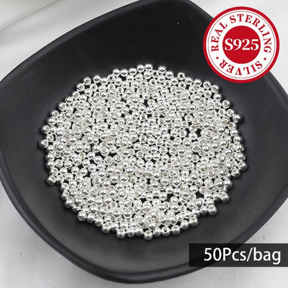 Jewelry Making Beads - S925 Sterling Silver Round 50pcs Loose Polished Spacer 2mm 2.5mm 3mm 4mm - product detail view 6