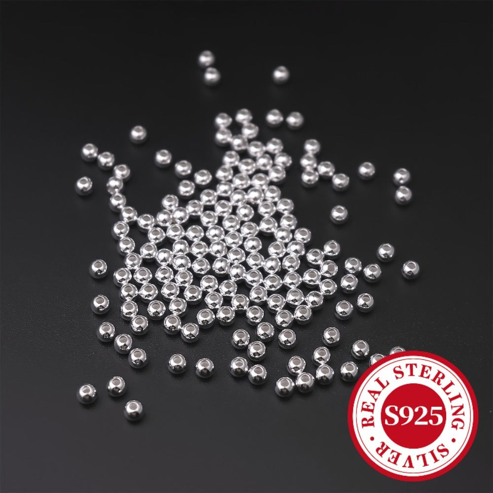 Jewelry Making Beads - S925 Sterling Silver Round 50pcs Loose Polished Spacer 2mm 2.5mm 3mm 4mm - product detail view 11