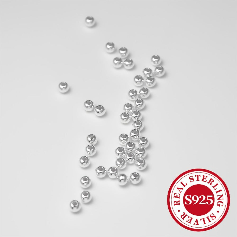 Jewelry Making Beads - S925 Sterling Silver Round 50pcs Loose Polished Spacer 2mm 2.5mm 3mm 4mm - product detail view 12