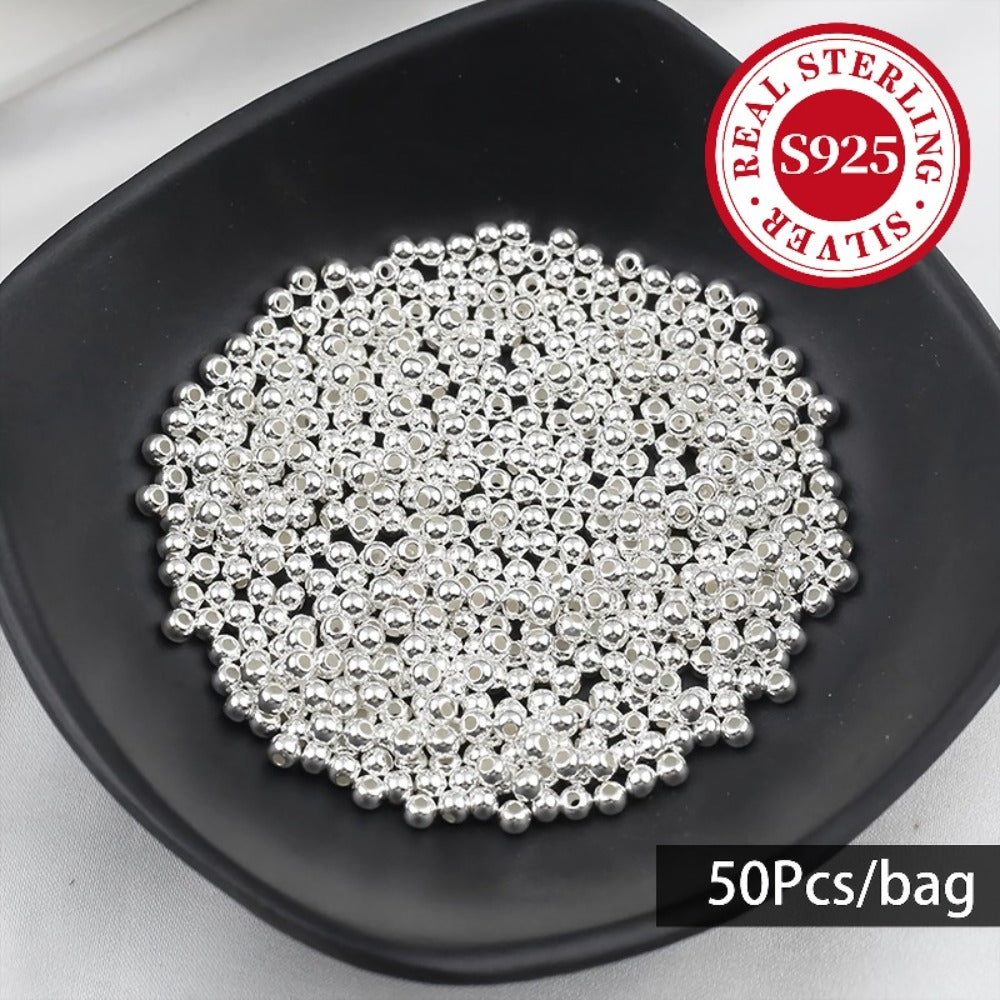 Jewelry Making Beads - S925 Sterling Silver Round 50pcs Loose Polished Spacer 2mm 2.5mm 3mm 4mm - product detail view 15