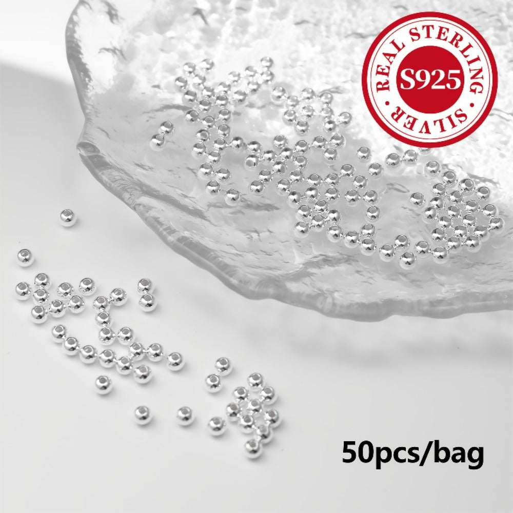 Jewelry Making Beads - S925 Sterling Silver Round 50pcs Loose Polished Spacer 2mm 2.5mm 3mm 4mm - product detail view 16