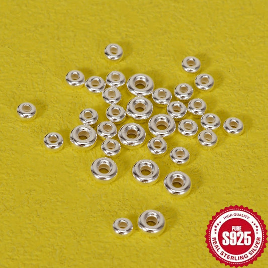 Jewelry Making Beads - S925 Sterling Silver Wheel Spacer 50pcs 3.5mm & 4.5mm Loose Rondelle for - product detail view 2