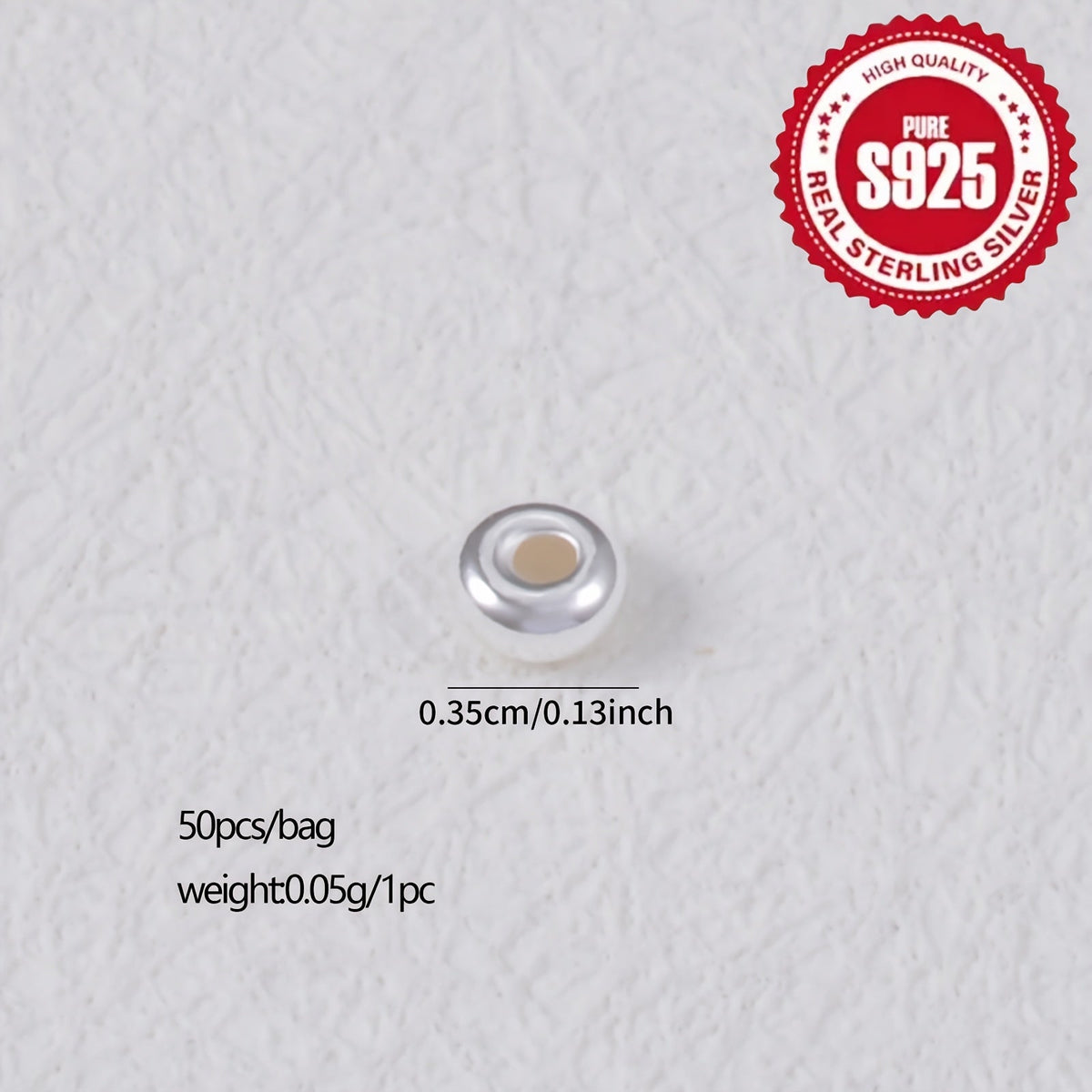 Jewelry Making Beads - S925 Sterling Silver Wheel Spacer 50pcs 3.5mm & 4.5mm Loose Rondelle for - product detail view 10