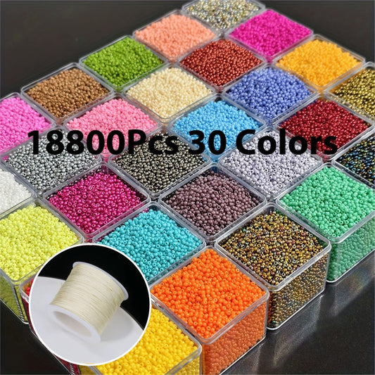 Jewelry Making Beads - Seed 18800pcs 30 Colors 1.8mm Czech Resin Round Spacer Mixed Pack for DIY - main product view