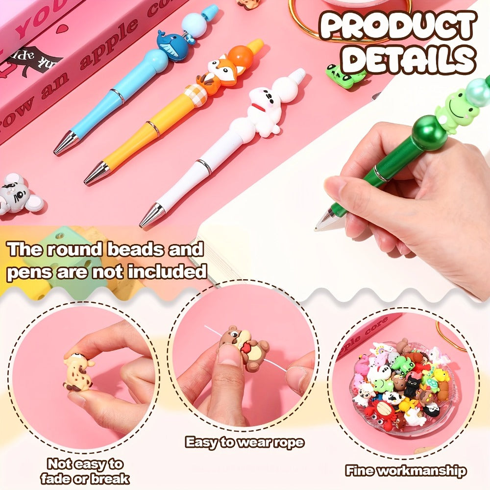 Jewelry Making Beads - Silicone Animal Focus 20pcs 3D Cute Animal for DIY Keychains Bracelets - product detail view 3