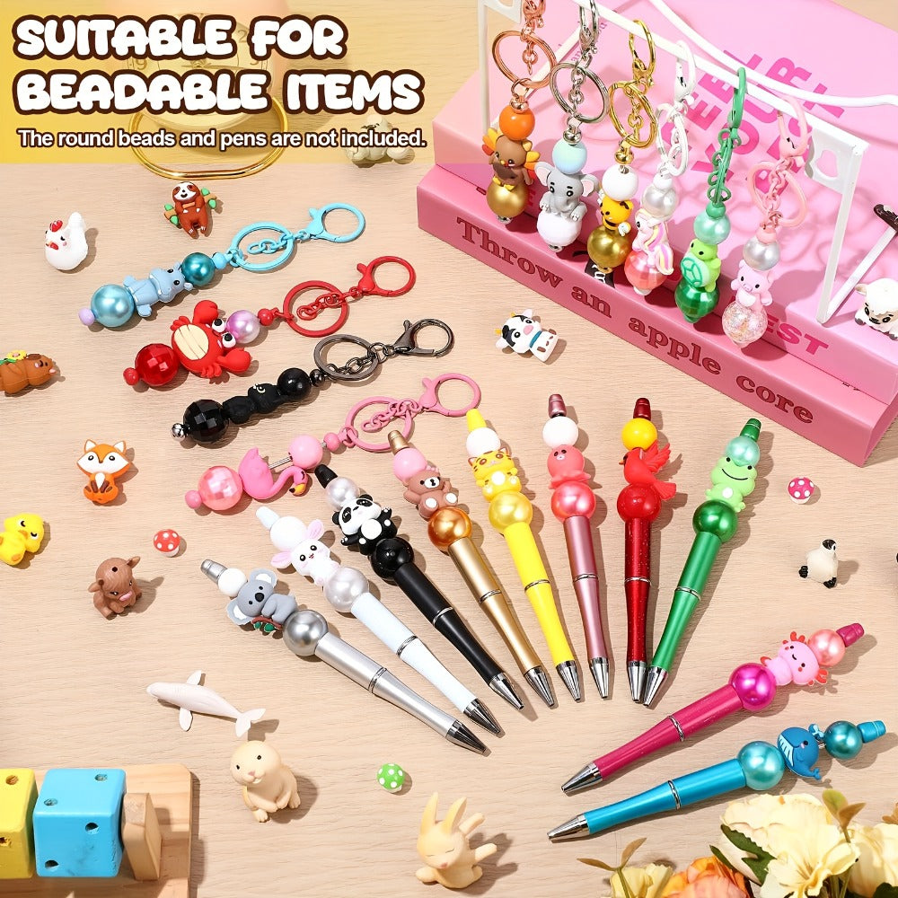 Jewelry Making Beads - Silicone Animal Focus 20pcs 3D Cute Animal for DIY Keychains Bracelets - product detail view 4
