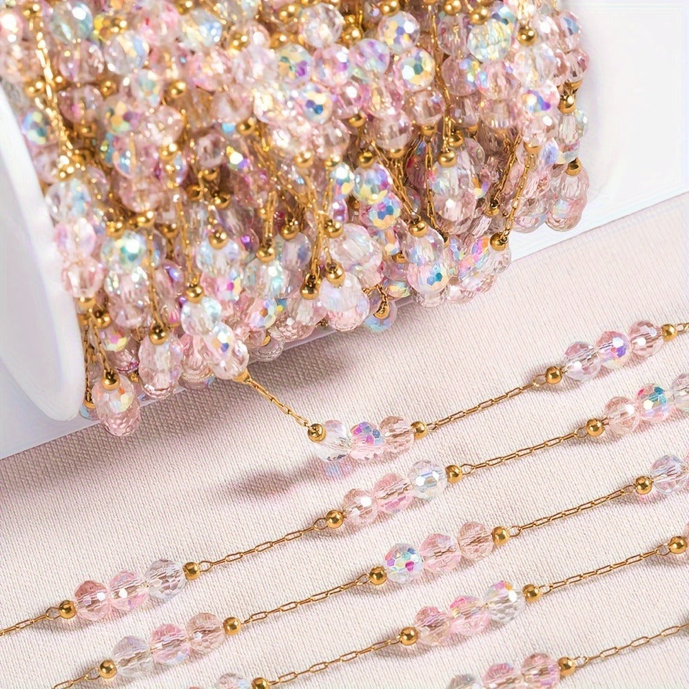 Jewelry Making Chain - Stainless Steel Crystal Bead 1 Meter 4mm Artificial Crystal Necklace - product detail view 6
