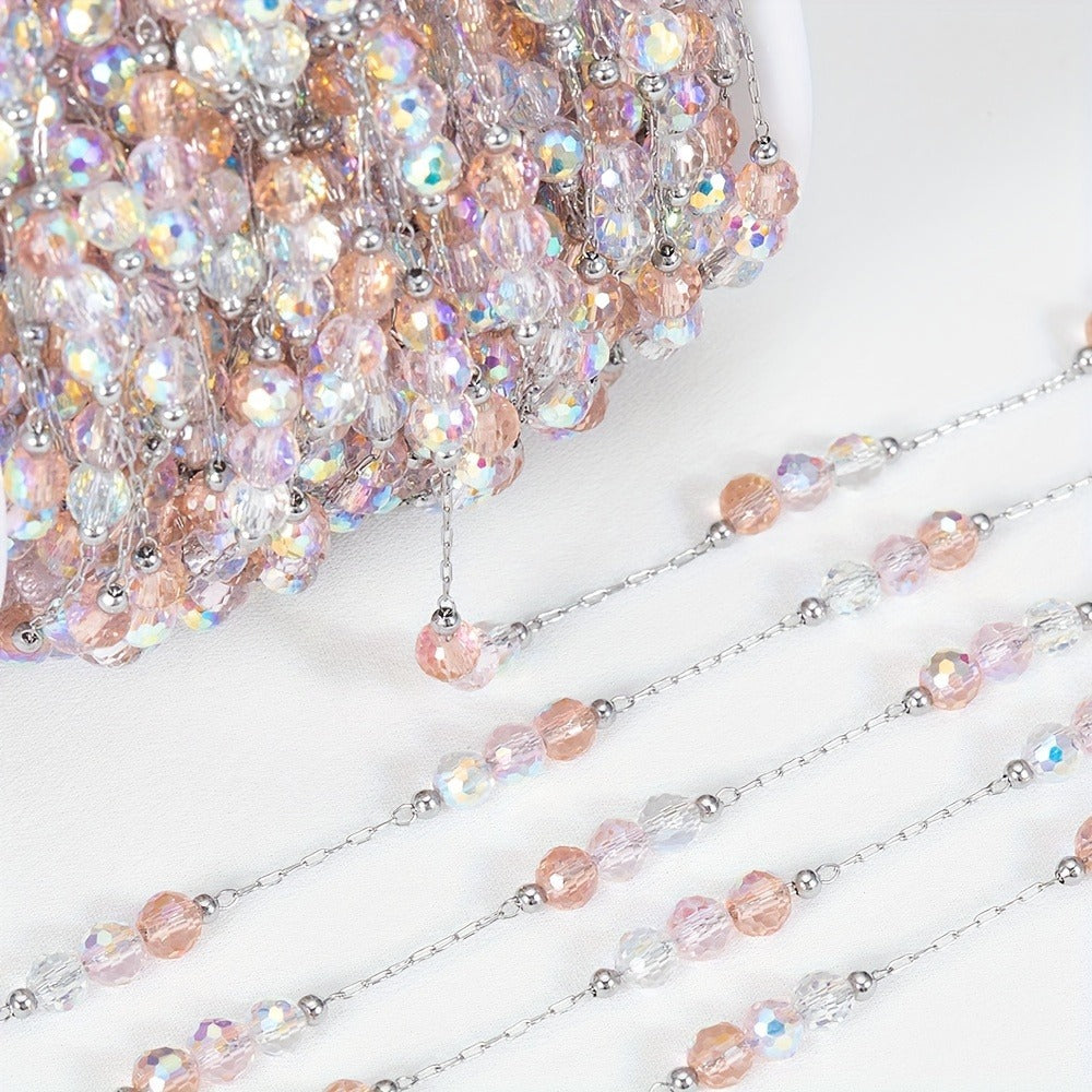 Jewelry Making Chain - Stainless Steel Crystal Bead 1 Meter 4mm Artificial Crystal Necklace - product detail view 7