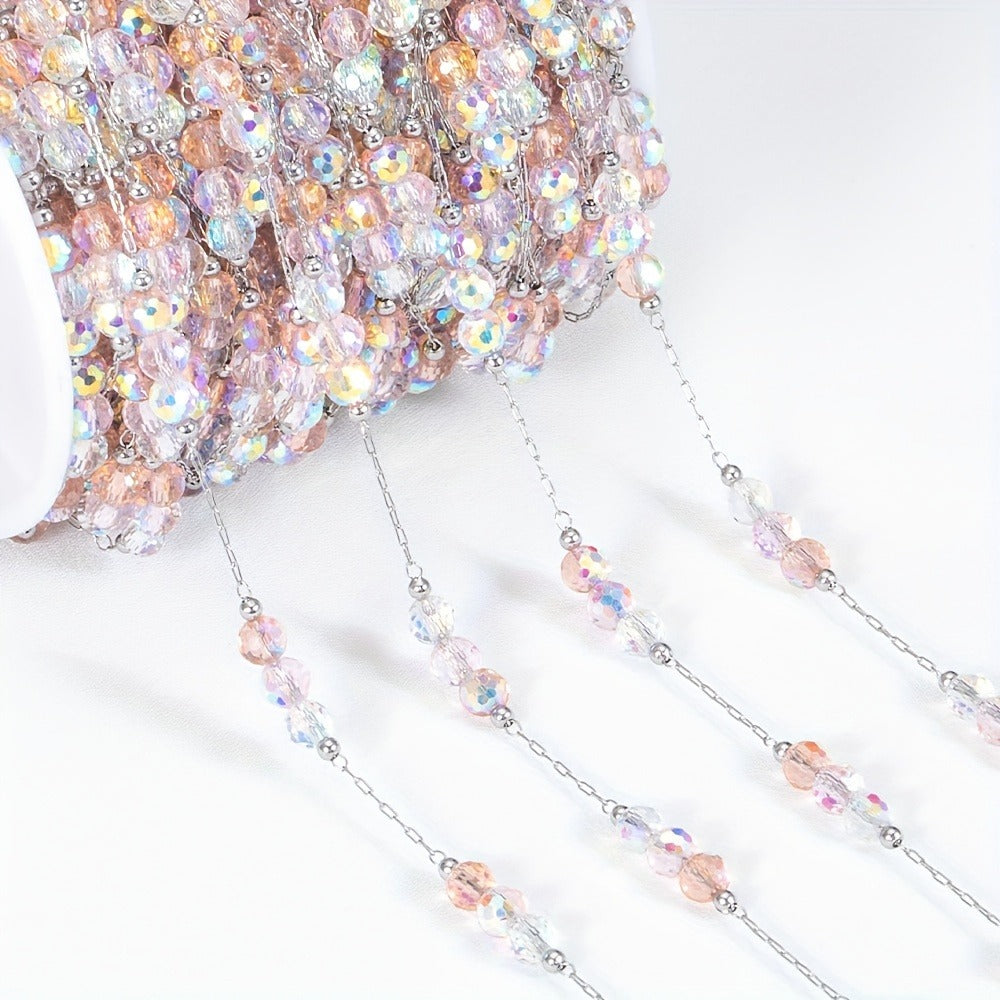 Jewelry Making Chain - Stainless Steel Crystal Bead 1 Meter 4mm Artificial Crystal Necklace - product detail view 9