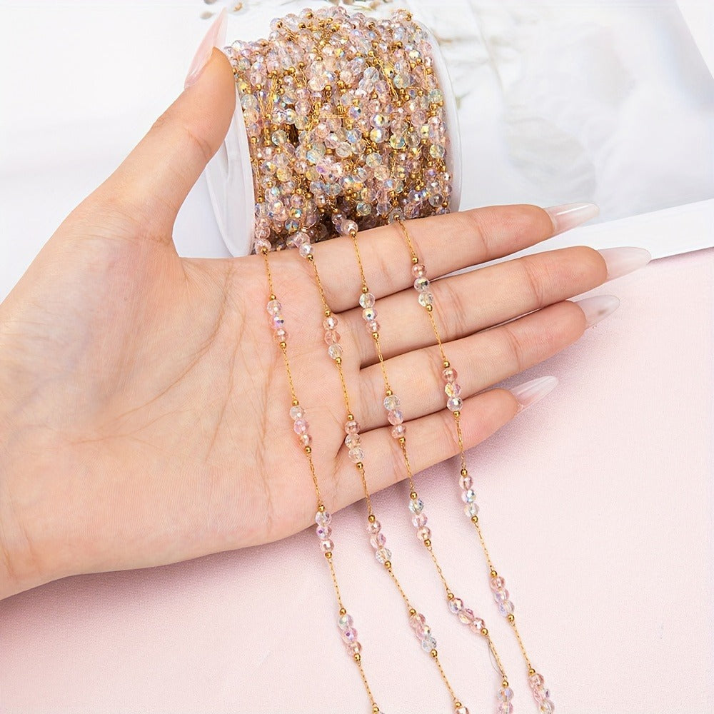 Jewelry Making Chain - Stainless Steel Crystal Bead 1 Meter 4mm Artificial Crystal Necklace - product detail view 10