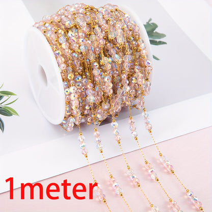 Jewelry Making Chain - Stainless Steel Crystal Bead 1 Meter 4mm Artificial Crystal Necklace - product detail view 11
