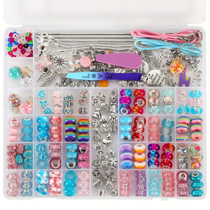 Jewelry Making Kit - Charm Bracelet 305pcs DIY Supplies with Golden & Silver Beads, Colorful - product detail view 5