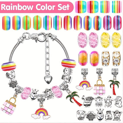 Jewelry Making Kit - Charm Bracelet for Girls 112pcs Blue & Pink Hearts, Stars, Flowers & - product detail view 5