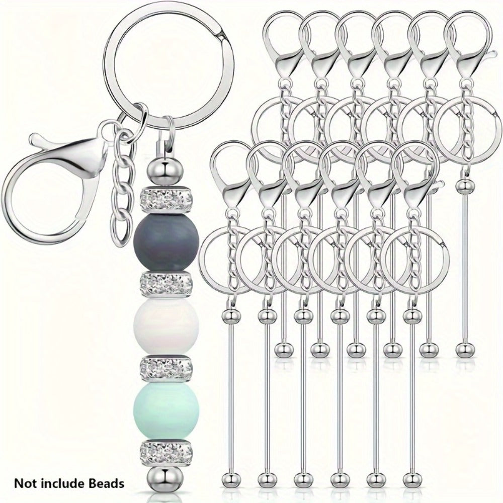 Jewelry Making Kit - Keychain Blanks Beadable Stainless Steel 12 & 24pcs DIY Beaded Keychain - main product view
