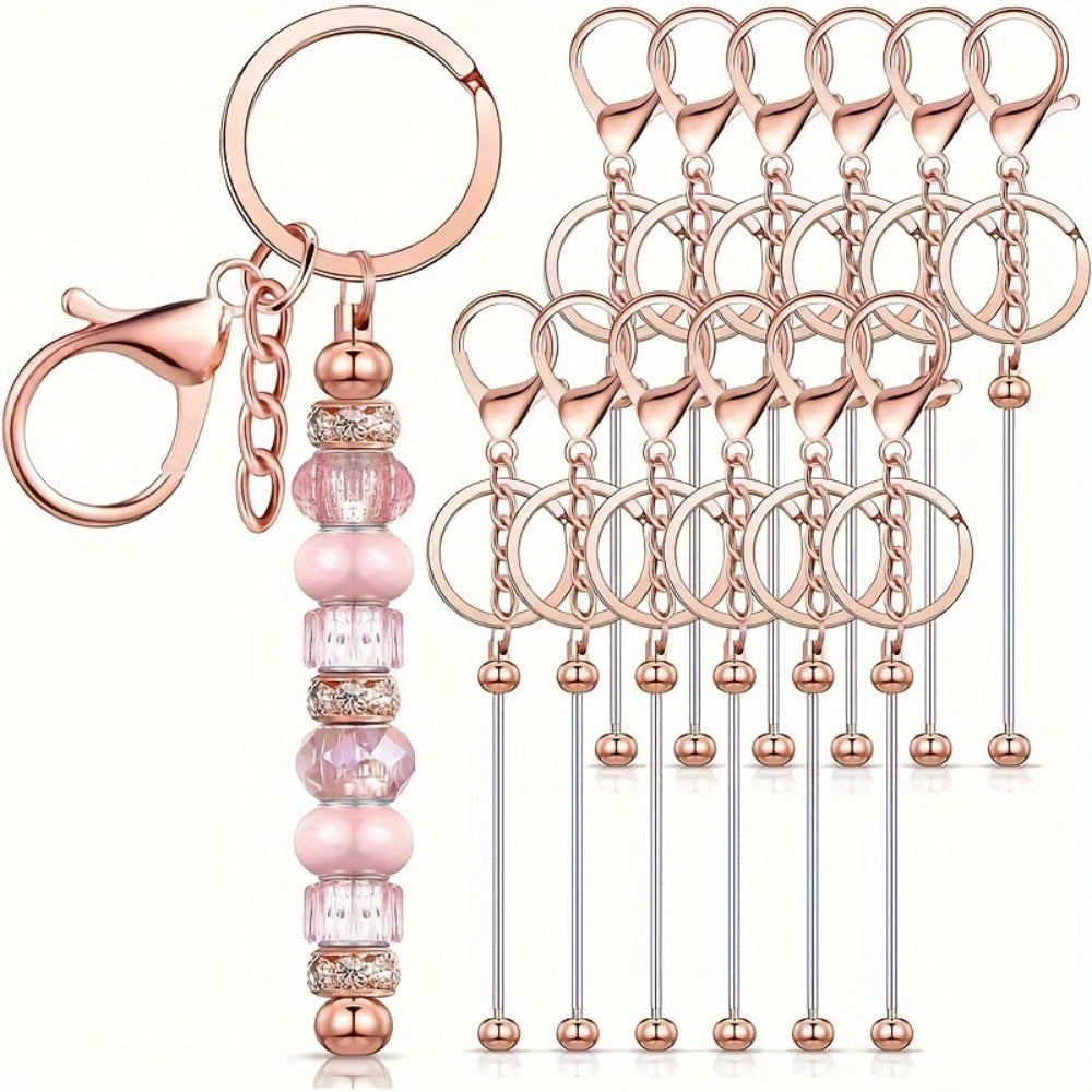 Jewelry Making Kit - Keychain Blanks Beadable Stainless Steel 12 & 24pcs DIY Beaded Keychain - product detail view 4