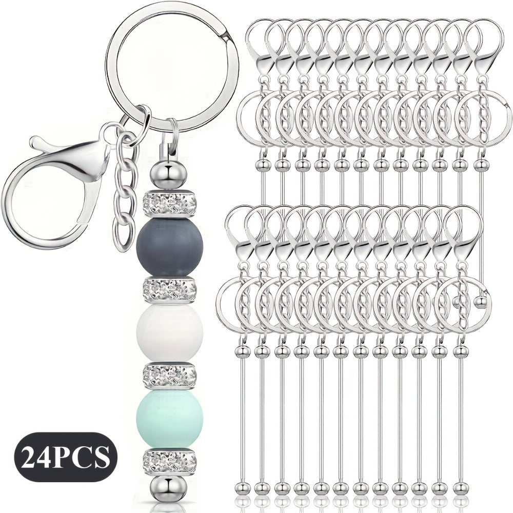 Jewelry Making Kit - Keychain Blanks Beadable Stainless Steel 12 & 24pcs DIY Beaded Keychain - product detail view 7