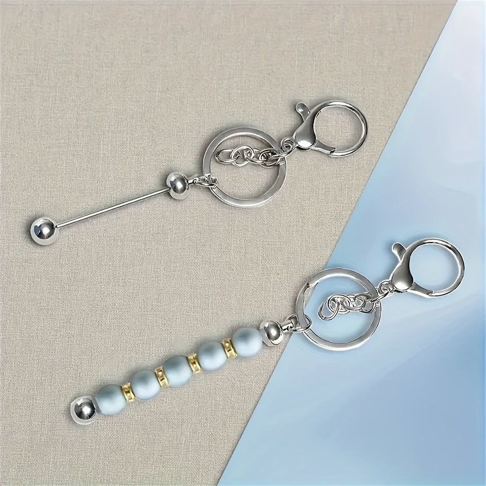Jewelry Making Kit - Keychain Blanks Beadable Stainless Steel 12 & 24pcs DIY Beaded Keychain - product detail view 8