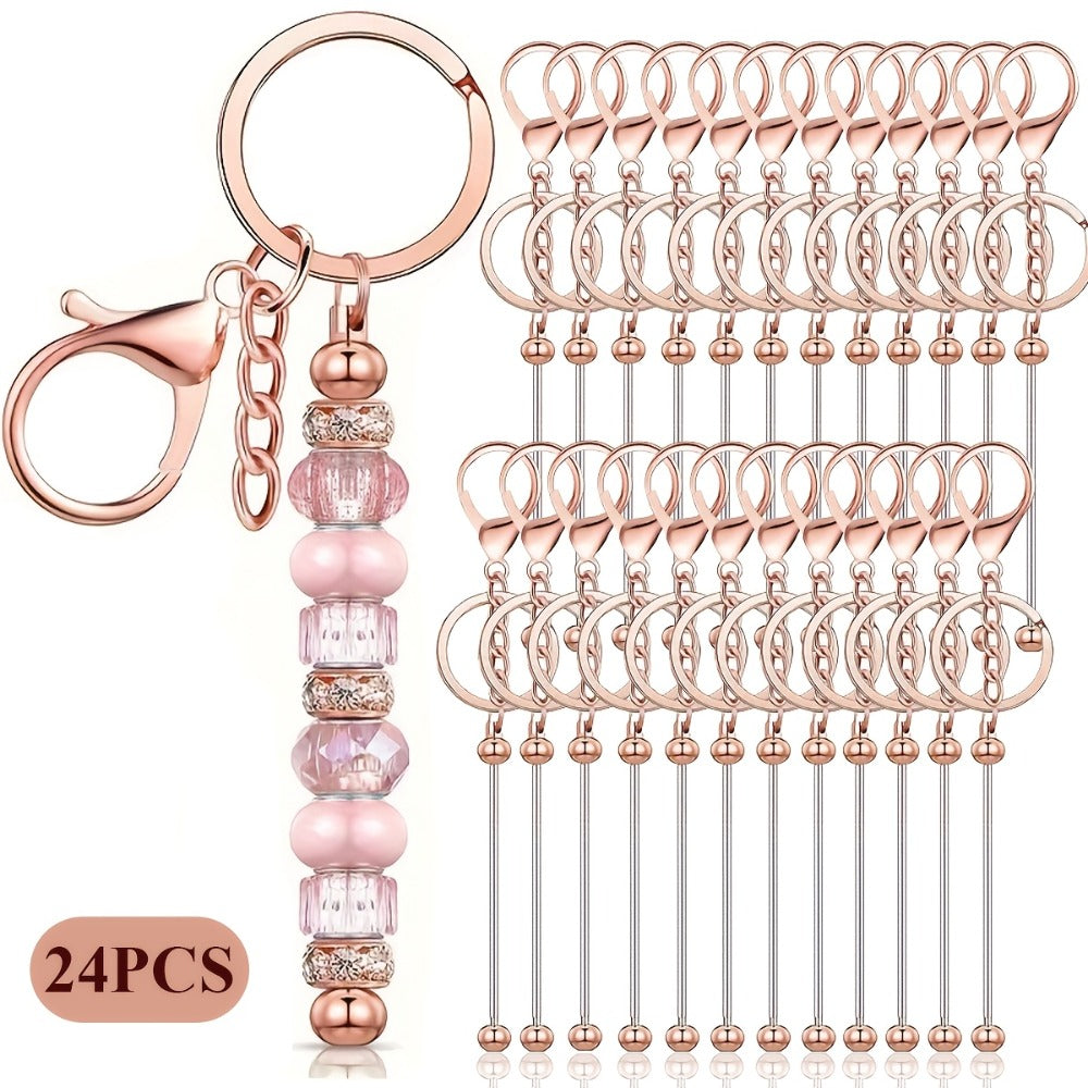 Jewelry Making Kit - Keychain Blanks Beadable Stainless Steel 12 & 24pcs DIY Beaded Keychain - product detail view 9