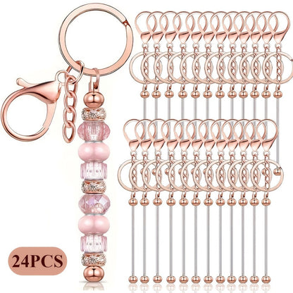 Jewelry Making Kit - Keychain Blanks Beadable Stainless Steel 12 & 24pcs DIY Beaded Keychain - product detail view 9
