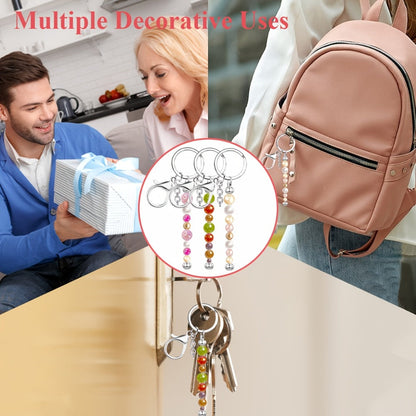 Jewelry Making Kit - Keychain Blanks Beadable Stainless Steel 12 & 24pcs DIY Beaded Keychain - product detail view 10