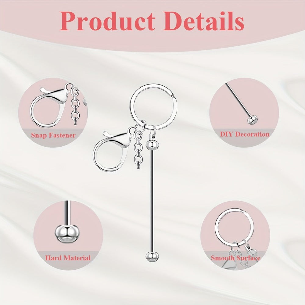 Jewelry Making Kit - Keychain Blanks Beadable Stainless Steel 12 & 24pcs DIY Beaded Keychain - product detail view 11
