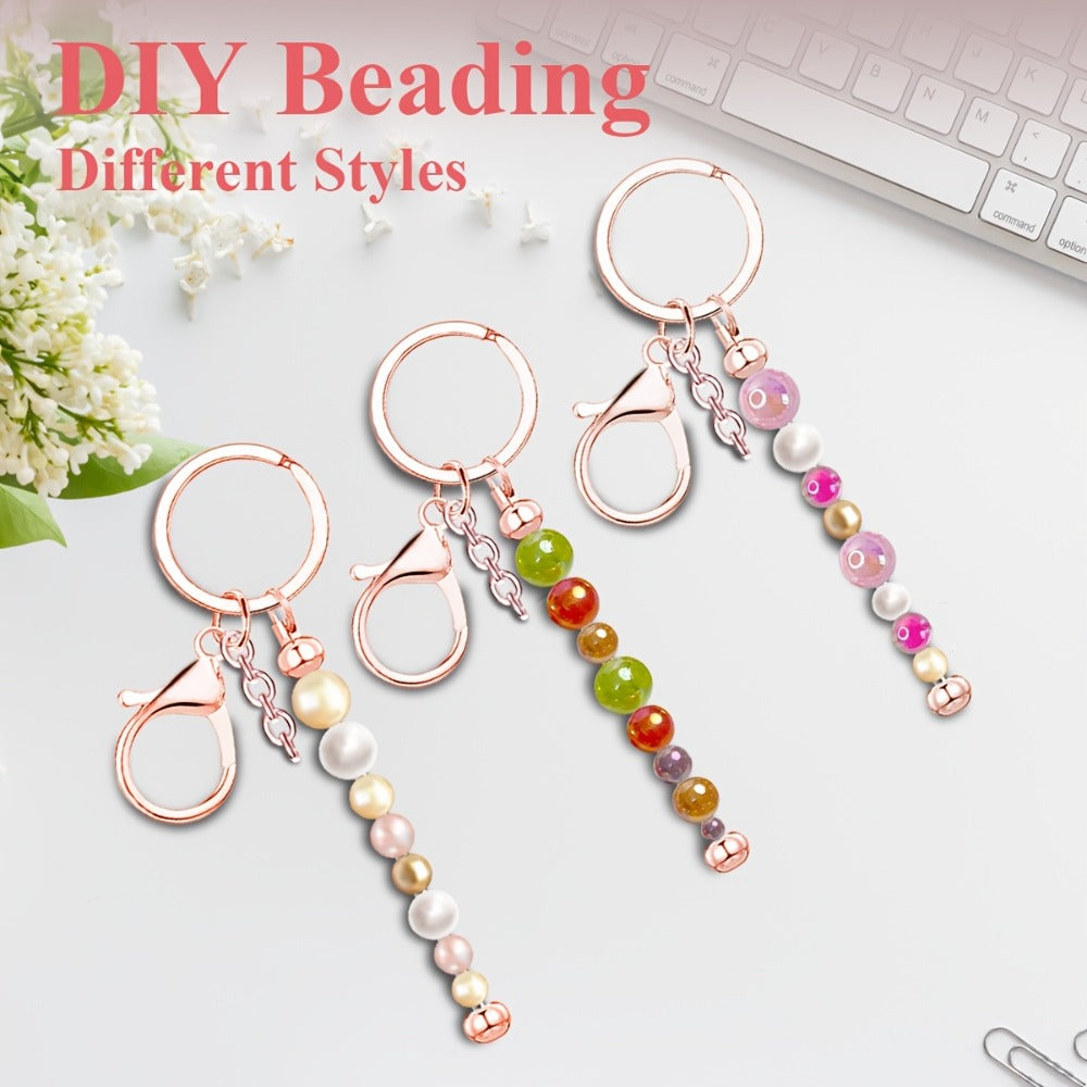 Jewelry Making Kit - Keychain Blanks Beadable Stainless Steel 12 & 24pcs DIY Beaded Keychain - product detail view 12