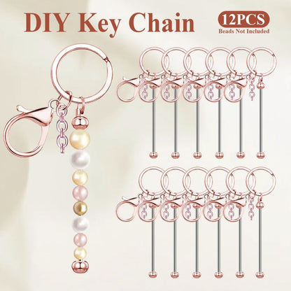 Jewelry Making Kit - Keychain Blanks Beadable Stainless Steel 12 & 24pcs DIY Beaded Keychain - product detail view 13