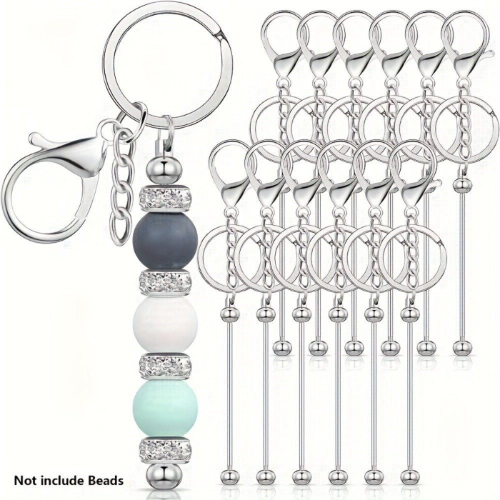 Jewelry Making Kit - Keychain Blanks Beadable Stainless Steel 12 & 24pcs DIY Beaded Keychain - product detail view 14