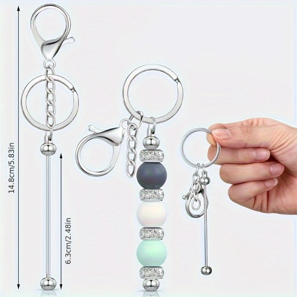Jewelry Making Kit - Keychain Blanks Beadable Stainless Steel 12 & 24pcs DIY Beaded Keychain - product detail view 18