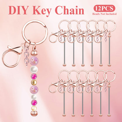 Jewelry Making Kit - Keychain Blanks Beadable Stainless Steel 12 & 24pcs DIY Beaded Keychain - product detail view 20