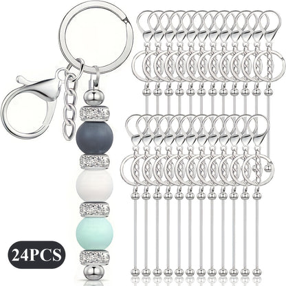 Jewelry Making Kit - Keychain Blanks Beadable Stainless Steel 12 & 24pcs DIY Beaded Keychain - product detail view 21